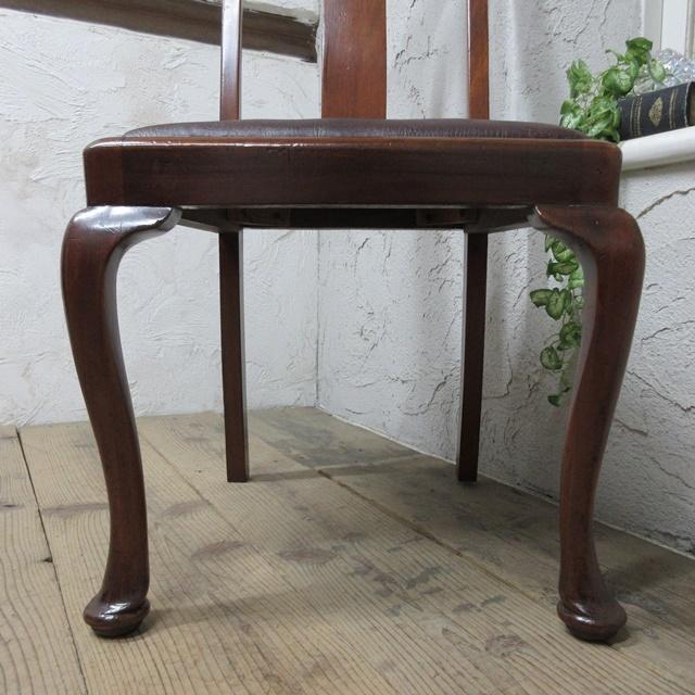 イギリス アンティーク 家具 クイーンアンチェア ダイニングチェア 猫