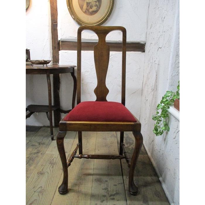 イギリス アンティーク クイーン アン様式 猫脚 本革 オーク材 チェア 椅子 クイーンアンチェア