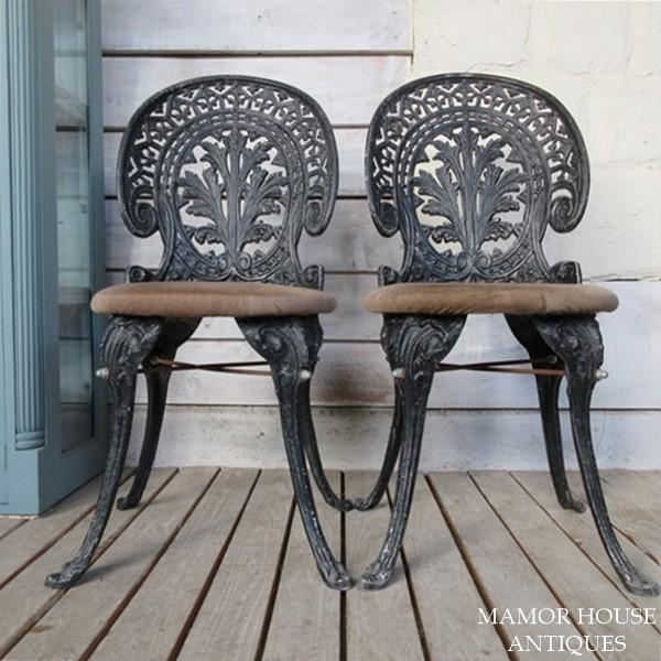 イギリス アンティーク 家具 アイアンチェア 2脚セット 店舗什器