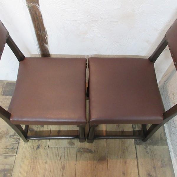 イギリス アンティーク 家具 ダイニングチェア 2脚セット 英国 4706e イギリス アンティーク 家具 ダイニングチェア 2脚セット 張り