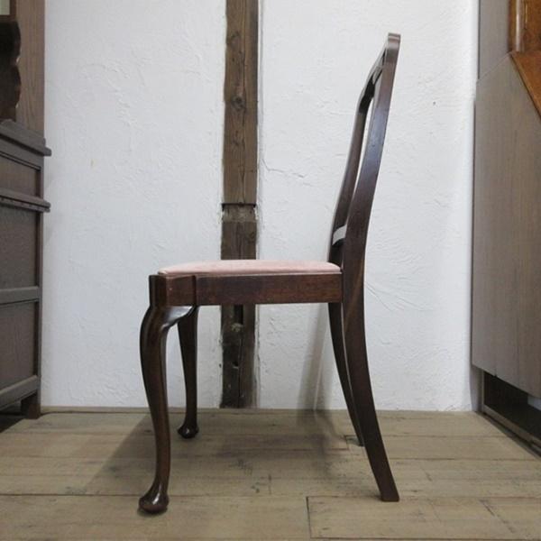 イギリス アンティーク 家具 クイーンアンチェア ダイニングチェア 猫