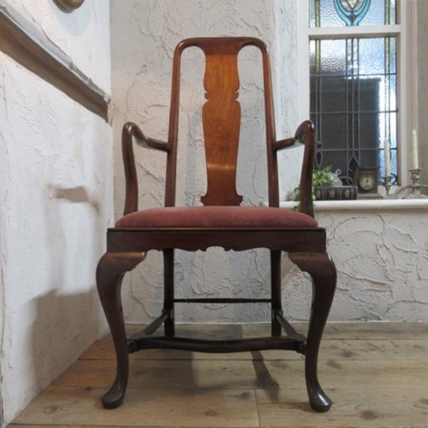 イギリス アンティーク 家具 クイーンアンチェア 猫脚 椅子 英国 4666d イギリス アンティーク 家具 SALE セール クイーンアンチェア