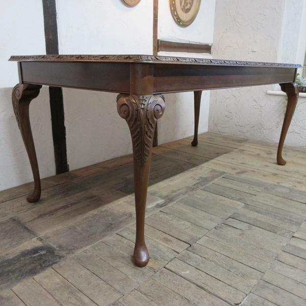 イギリス アンティーク 家具 ダイニングテーブル クイーンアン 猫脚