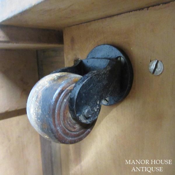 イギリス アンティーク 家具 デスク 机 作業台 収納 キャスター 店舗  