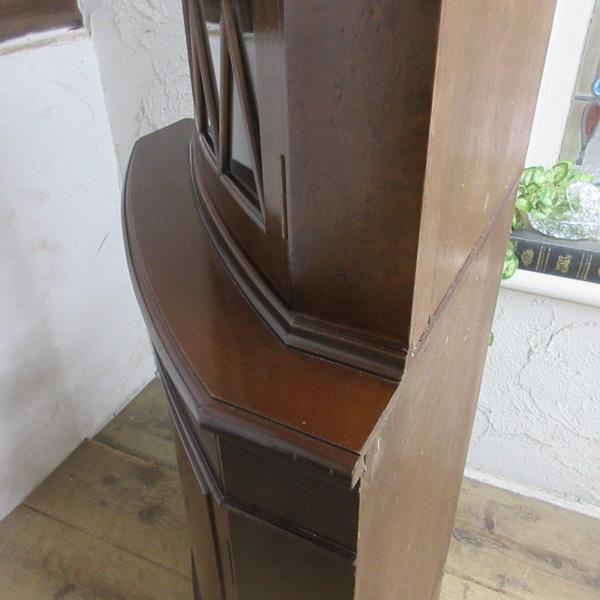 イギリス アンティーク 家具 コーナーキャビネット 飾り棚 収納 木製