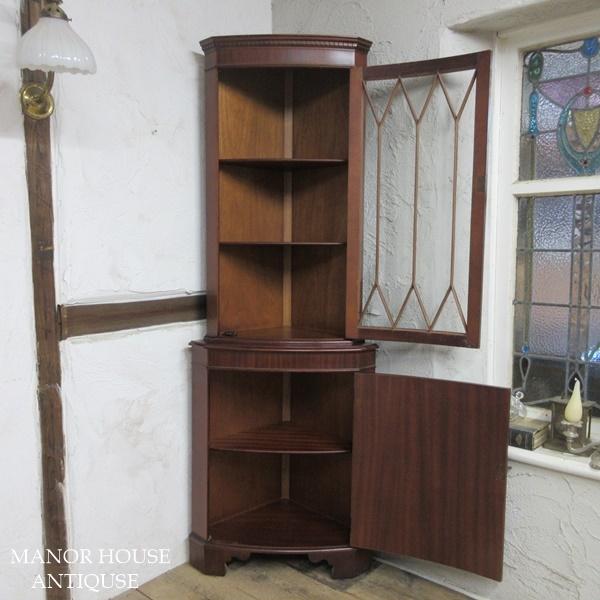イギリス アンティーク 家具 訳あり コーナーキャビネット 飾り棚 収納