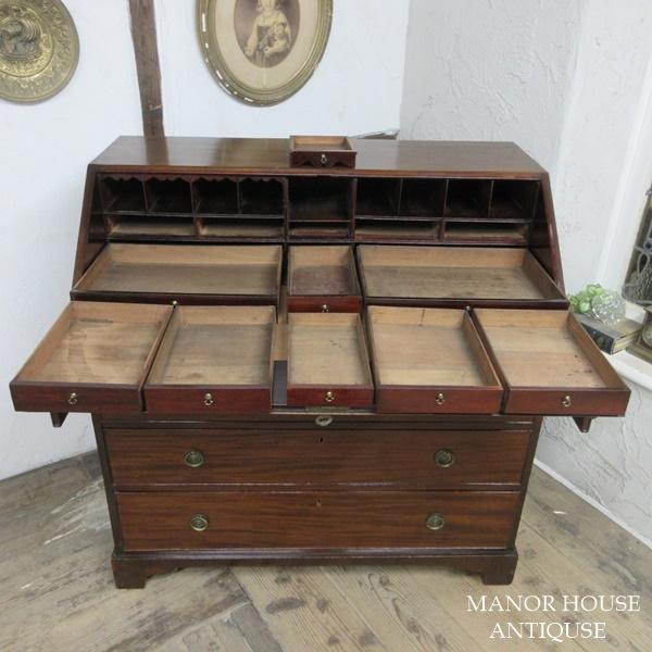 イギリス アンティーク 家具 ライティングビューロー 本棚 デスク 机