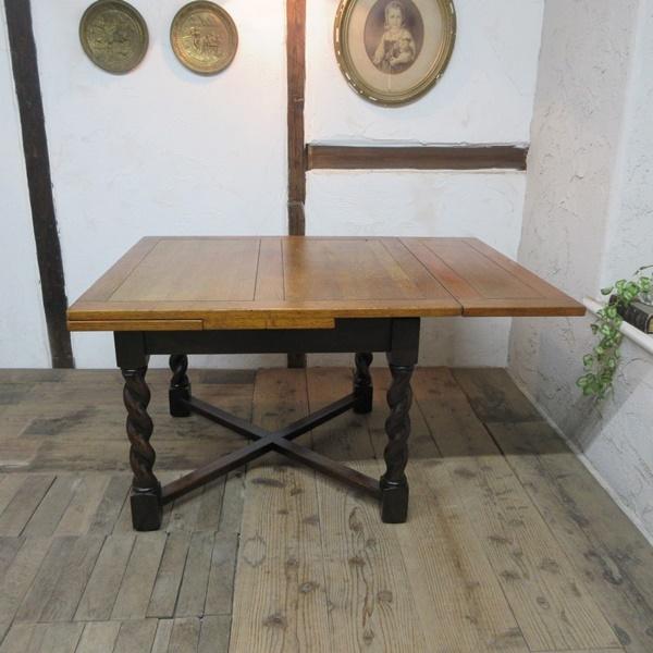 イギリス アンティーク 家具 ドローリーフテーブル 作業台に 英国 6782d イギリス アンティーク 家具 ドローリーフテーブル ツイスト