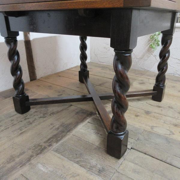 イギリス アンティーク 家具 ドローリーフテーブル ツイスト 作業台