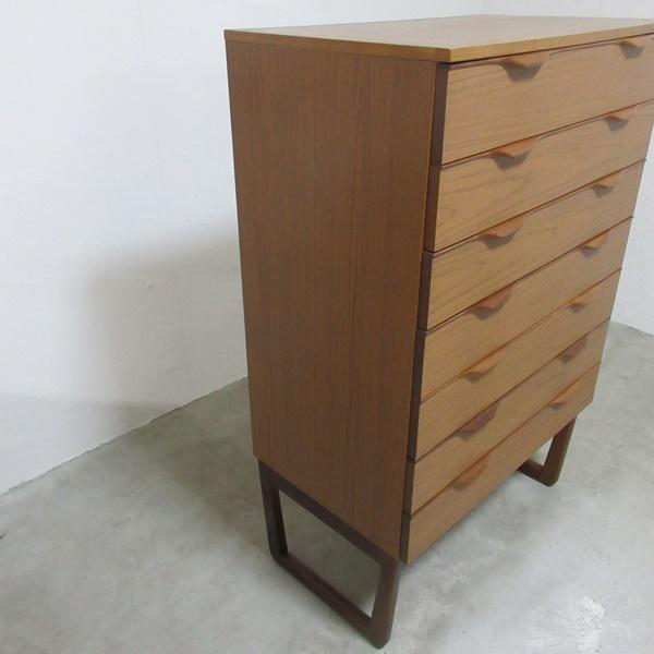 ビンテージ Europa furniture 家具 チェスト タンス ドロワーズ 7段引き出し 収納 木製 チーク 英国 VINTAGE 【現代】 mid 6798d