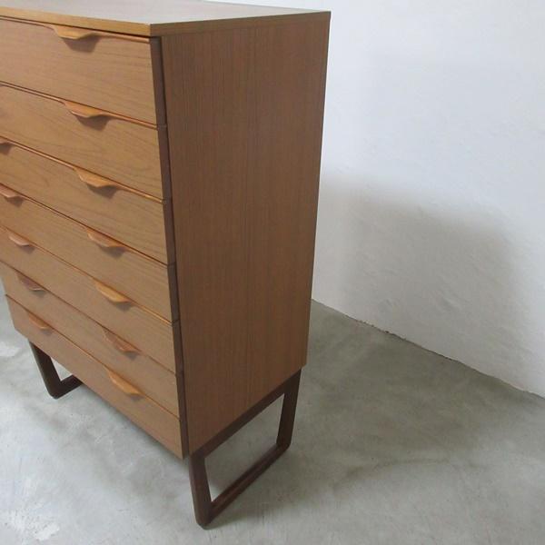 ビンテージ Europa furniture 家具 チェスト タンス ドロワーズ 7段引き出し 収納 木製 チーク 英国 VINTAGE 【現代】 mid 6798d