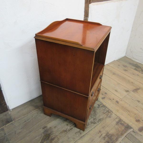 イギリス アンティーク 家具 サイドチェスト 2段引き出し 電話台 収納