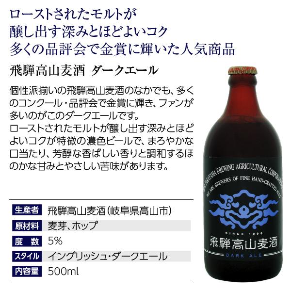 ビールセット 飛騨高山麦酒クラフトビール  黒ビールセット 専用箱付 500ml瓶×6 要クール便 包装不可｜manroku-y｜04
