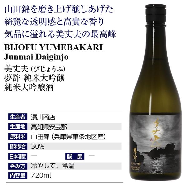 日本酒 地酒 高知 濱川商店 美丈夫（びじょうふ） 夢許 純米大吟醸 箱 
