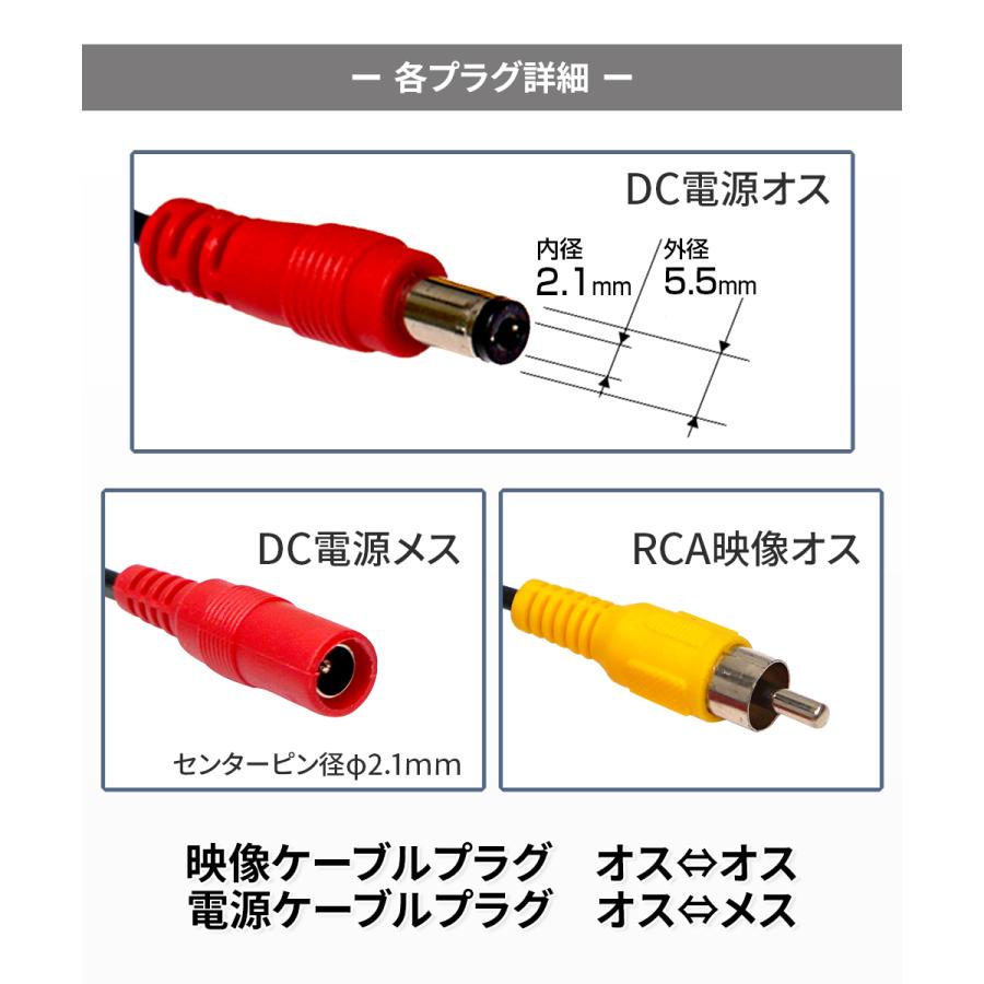 RCA映像・DC電源一体型 20m 延長ケーブル ビデオケーブル プラグ