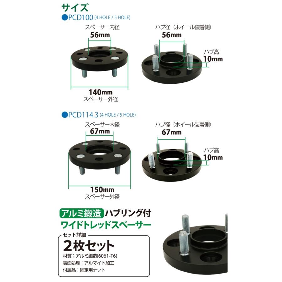 ハブリングー体型 ワイドトレッドスペーサー 15mm PCD114.3 / 4穴 5穴