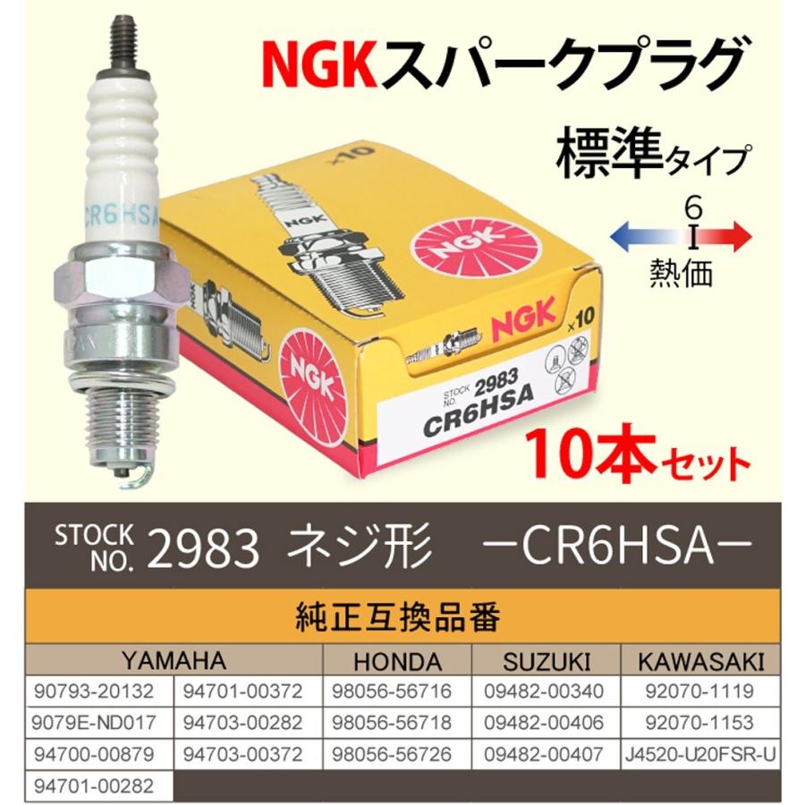 根付け5種(プラス1点追加で6種) NGK スパークプラグ CR6HSA ネジ 2983 10本セット バイク プラグ 点火
