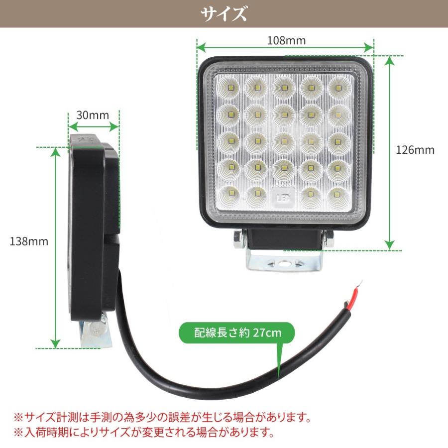 LED 作業灯 72W 広範囲に明るい拡散タイプ 角型 12V/24V 2640LM 