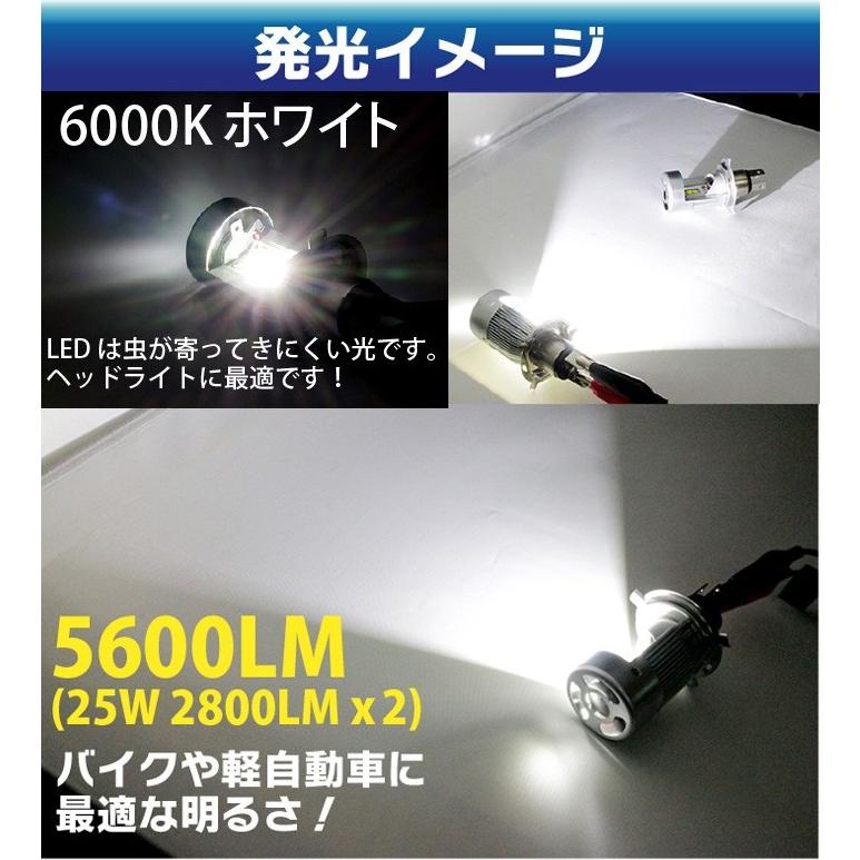 H4 LED ヘッドライト 車検対応 球を交換するだけ 5600LM (Hi/Lo) 9V