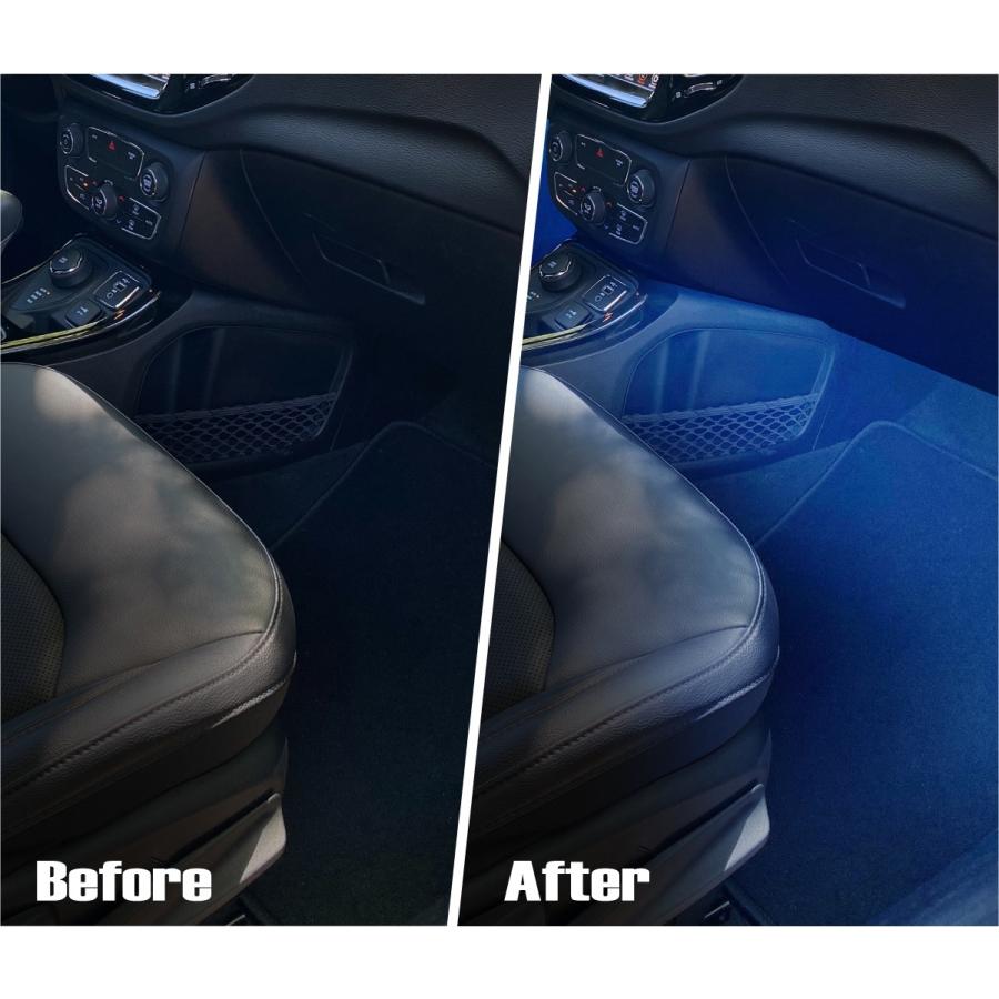 足元を幻想的に照らす LED レインボー フロアライト 車 ルームランプ