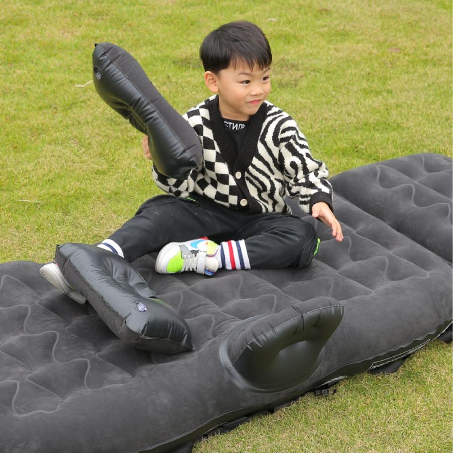 枕付き 車中泊 エアーマット 後部座席用 フロッキング加工 車載