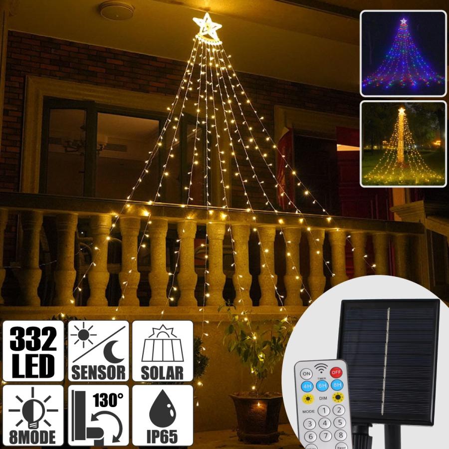 LED ソーラー イルミネーション 星付き ウォーターフォール LED ソーラー イルミネーション 星付き ウォーターフォール