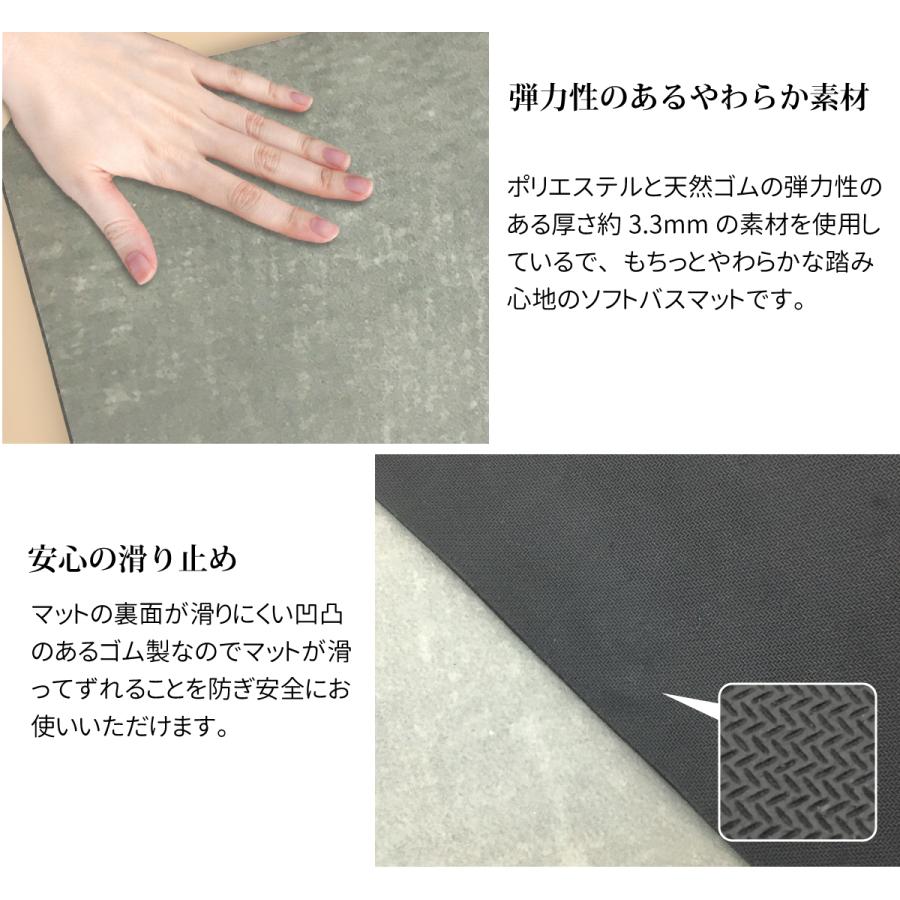 吸水 速乾 ソフトバスマット 60×40cm やわらかい 丸めて収納 ノン