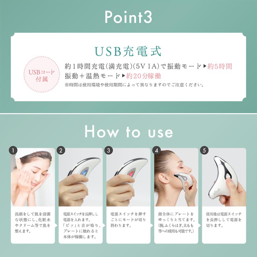 フェイス&ボディケアカッサプレート USB充電式 美顔器 振動モード 振動