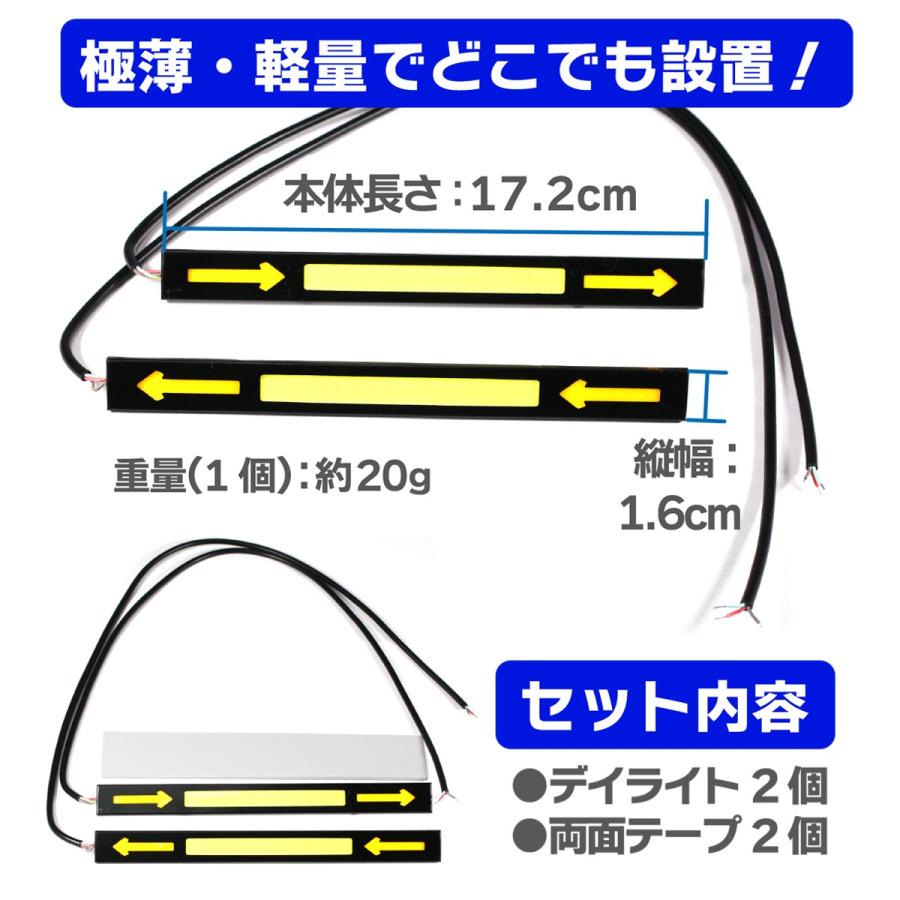 デイライト LED ウィンカー COB フォグランプ 汎用 フォグ 薄型 led
