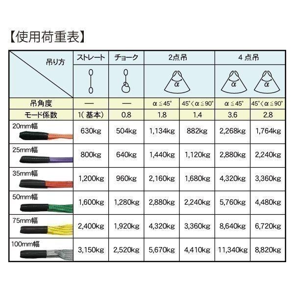お得な6本セット】 ベルトスリング 幅100mm 長さ6m 使用荷重3150kg