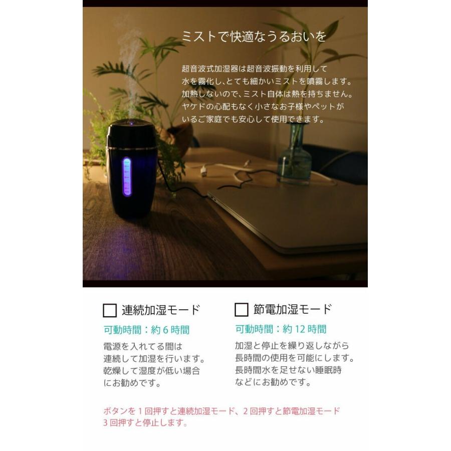 車用加湿器 超音波式 アロマオイル 会社 自家 車 車載対応 USBミニ加湿