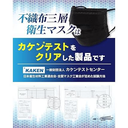 Coolth Style】日本製 不織布マスク 黒 個包装 50枚 三層構造 カケン