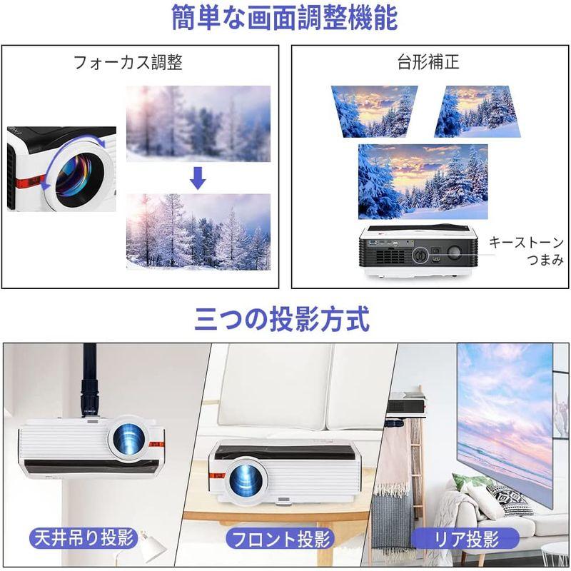 WiFiプロジェクター　家庭用　ホームシアター　最大1080P　7200ルーメ　Androidプロジェクター　LED投影　Bluetooth