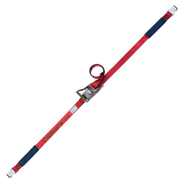 ラッシングベルト フラットフック 幅50mm 長さ1+6m 赤 ベルト荷締め機