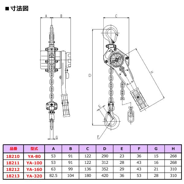 象印　チェーンレバーホイスト　YA型　3.2ton　定格荷重3200kg　チェーンホイスト　レバーホイスト