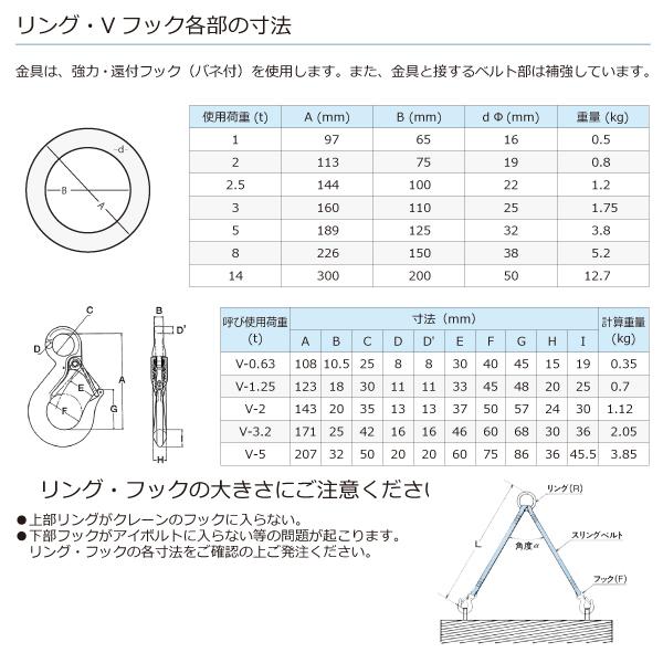 金具付シグナルスリング KDRF 2点吊 2ton 幅35mm 長さ2.5m 上部リング
