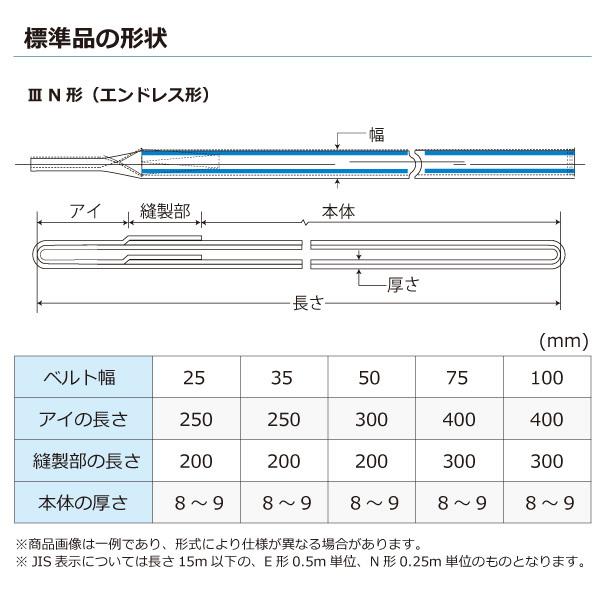 ポリエステルスリング PET3N エンドレス形 1.6ton 幅25mm 長さ1.5m