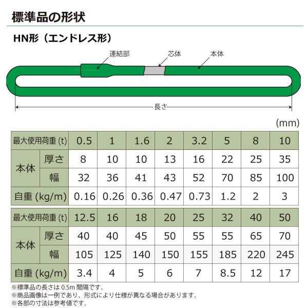 シライマルチスリング　HN　エンドレス形　16ton　長さ10m　ラウンドスリング　幅125mm　スリングベルト　玉掛けスリング