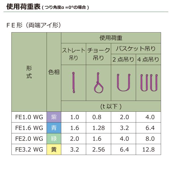 シライマルチスリングWG FE 両端アイ形 1.6ton 幅46mm 長さ2m ラウンド 