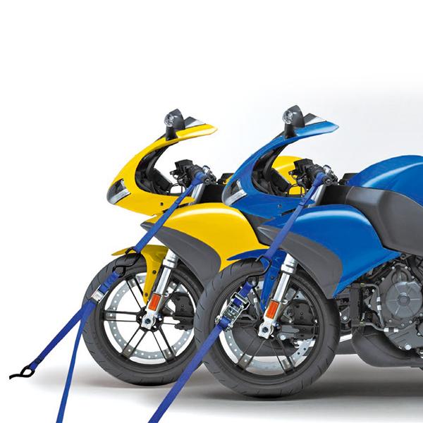 バイク用タイダウンベルト ラチェット式 固定0.04m×調節1.3m 青