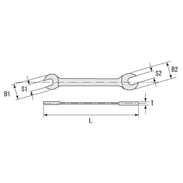ライト精機 両口ロングスパナ21×23mm スパナレンチ スパナ工具 六角