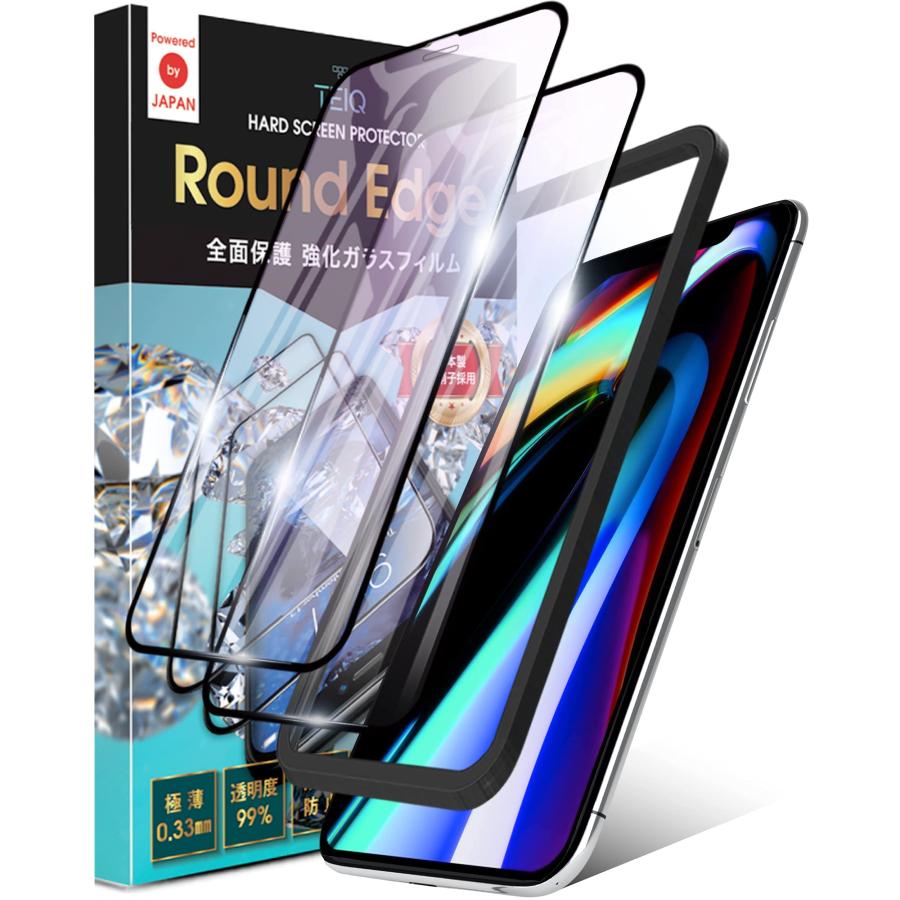 TEIQ ガラスフィルム ブルーライトカット iPhone11ProMax iPhone XS Max 硬度10H 日本製旭硝子 全面保護 ...