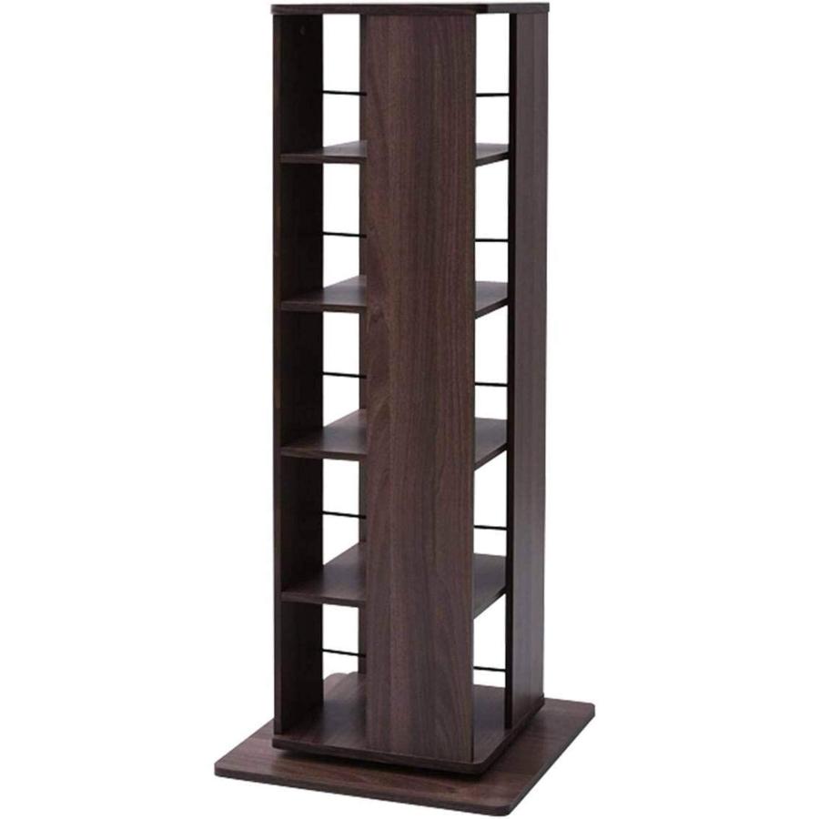 山善(YAMAZEN) 回転本棚 幅45×奥行45×高さ115.5cm 5段 壁付け・角置き