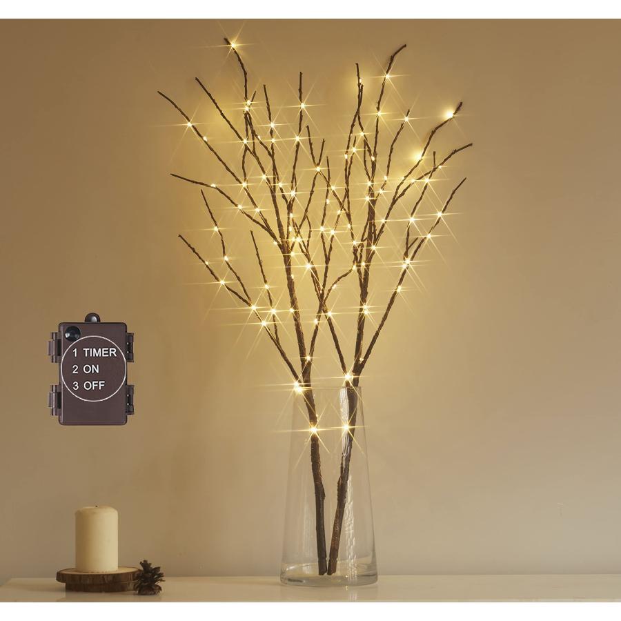 Hairui ブランチツリー 100LED 枝 80cm イルミネーション 電池式 間接照明 ブラ | 