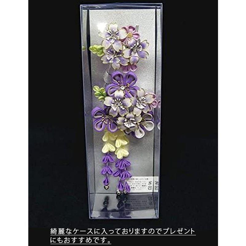 国産原料100% 髪飾り ２点セット パープル ホワイト 花 かんざし