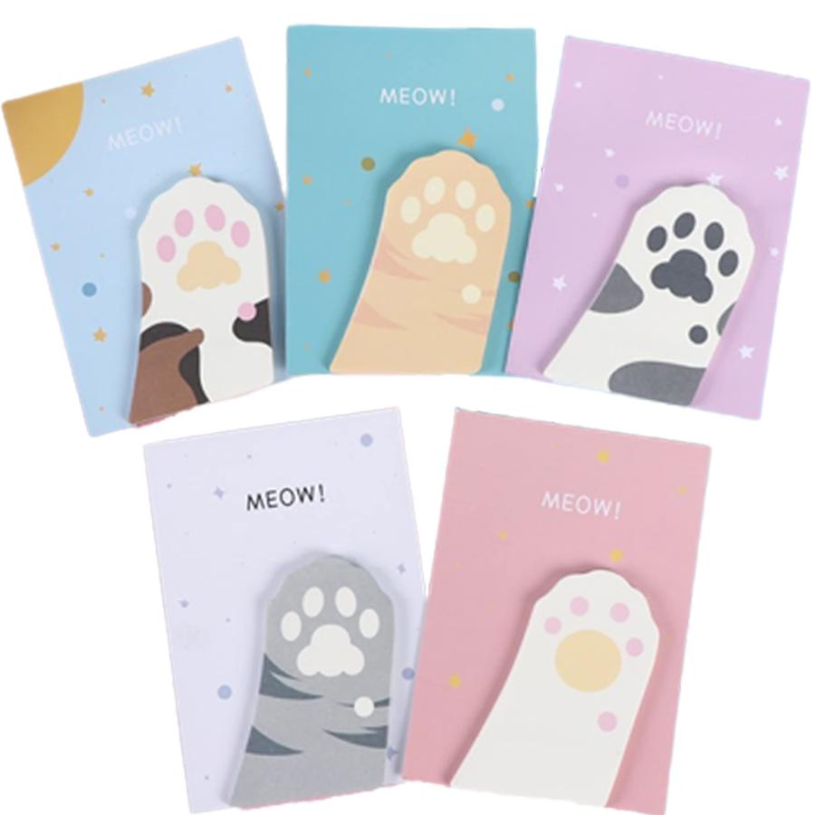 Abon 付箋 猫 ねこ 肉球 可愛い ふせん かわいい 5冊セット 30枚×5冊 