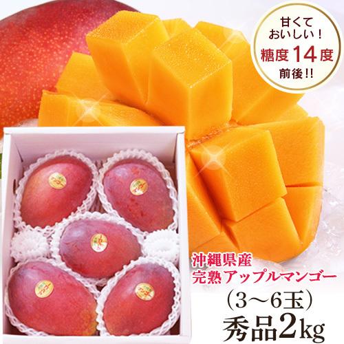 沖縄産 アップルマンゴー 秀品 完熟マンゴー 2kg（4〜6玉入り）贈答用 