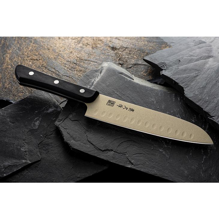 切れ味 職人 片面ディンプル加工 三徳包丁（万能包丁） フッ素