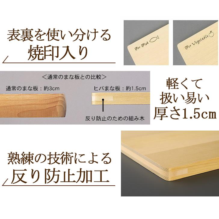 ひば カッティングボード 青森ひば 軽量 木製まな板 横39×縦24×厚1.5cm 抗菌 反り防止加工 ヒバ マナ板 ウメザワ 梅沢木材工芸社製 日本製 国産 34921｜mantenshop7｜02