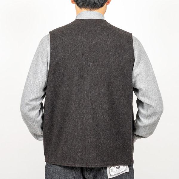 WORKERS ワーカーズ WORKERS W&G Vest, Dark Brown Herringbone Tweed